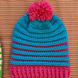 Crocheted Toddler Beanies with PomPom (For Ages 1-3)